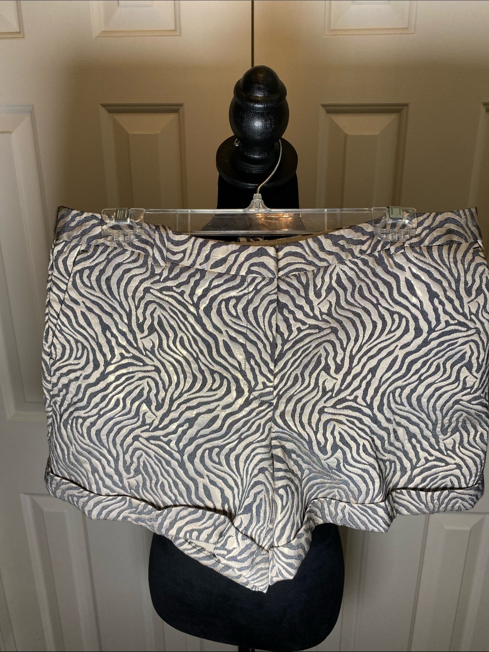 Loft Zebra Print High-Rise Women’s Shorts - Taupe and Gray